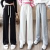 Kangzi Yue leggings largas soltas mulheres 2022 início do outono novo cintura alta pequena calças retas calças casuais com cordão feminino