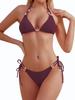 Conjunto de Bikini Triangular de Encaje con Cordones para Mujer de Nylon Transfronterizo Personalizado Sexy Traje de Baño de Dos Piezas Lindo Traje de Baño con Cuello Halter