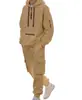 2025 Moda Masculina Casual Esportiva Europeia e Americana Outono/Inverno Conjunto de Moletom Moletom com Meio Zíper e Bolsos Múltiplos Calça de Moletom