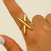 Anillo de acero de titanio con textura suave, estilo retro, de moda transfronteriza francesa, resistente a la decoloración, para niñas, con hardware para el dedo, anillo de cola