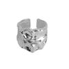 Anillo Ancho Texturizado para Mujer, Forma Irregular Geométrica, Anillo Abierto Ajustable, Anillo para Dedo Índice Estilo Hip-Hop, Moderno