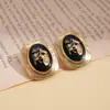 Pendientes de hoja ovalada medieval con aguja de plata, pendientes de nicho estilo cortesano francés, pendientes geométricos con personalidad retro, venta al por mayor para mujeres