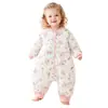 Saco de dormir acolchado de algodón y seda de morera con piernas separadas de 120 g para bebés y niños pequeños, edredón anti-patadas puro para niños de otoño e invierno, saco de dormir de manga larga para bebé