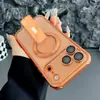 Funda con soporte magnético para iPhone 17, Apple 16 Pro Max semitransparente, 15 mate, 14 funda de protección completa