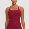 Top Regata Costas Lindas Cor Sólida com Bojo Alças Finas Costas nadador Roupa de Yoga Justo Secagem Rápida Top Fitness Feminino