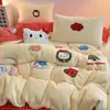 Invierno Espesado Toalla Bordada Terciopelo de Leche Juego de Cuatro Piezas Sábanas Funda Nórdica Más Ropa de Cama Juego de Tres Piezas Dormitorio Estudiantil 4