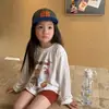 Nova camiseta infantil de algodão puro para o verão, com estampa de floco de neve de desenho animado para meninas, manga longa fina, top com proteção solar, camiseta básica