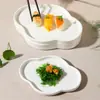 Bandeja Ruyi de Cerámica China Plato para Té y Postre Plato Plano Poco Profundo Plato Plano Plato para Frutas Molde para Hornear Plato Doméstico Plato para Pastelería Base Pequeña para Tetera