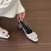 Sandalias Cuadradas de Tacón Grueso Estilo Hada Suave para Mujer 2025 Nuevo Estilo Primavera y Verano Sandalias Francesas Hermosas para Dedo del Pie para Mujer