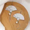 [Selección Premium] Pendientes de Perlas con Forma de Gota de Aceite de Jade Imitación Estilo Chino Nuevo Pendientes Retro con Borlas de Gota de Agua Accesorios Simples Hanfu para Mujeres