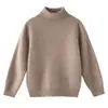 Suéter de Cachemir de Punto Fino Cálido de Cuello Alto Nuevo para Niños Otoño e Invierno Suéter de Color Puro Unisex para Niños Capa Base Versátil