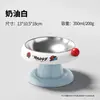 Comedero para mascotas macarrón comedero doble con cuello elevado protección para alimentar mascotas, comedero para gatos, comedero para perros, bebedero