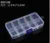Caja de Almacenamiento Pequeña Fija de Plástico Transparente Azul con Hebilla de 10 Compartimentos No Extraíble para Joyería, Cuentas, Medicamentos, Anzuelos de Pesca, Tornillos