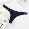 Bragas ropa interior de cintura baja para mujer en stock encaje color liso tanga color liso algodón inferior T-String para mujer