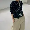 Roupas femininas, estilo Dongdaemun coreano, alta qualidade, rejuvenescedor, poá, casual, moda nicho, cardigã de tricô elegante