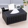 Caja de pañuelos de cuero en stock, Almacenamiento simple de escritorio con múltiples compartimentos, Adecuada para organizar artículos pequeños en la sala de estar, la oficina o el coche