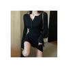 Vestido ajustado sexy de primavera y otoño para mujer, vestido negro pequeño ajustado a la cadera, vestido corto elástico con cintura elegante.
