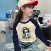 Ropa interior térmica de forro polar para niñas Otoño Invierno Estilo Nuevo Ropa interior para niños medianos y grandes Camiseta de manga larga con bloques de color cálido y elegante Parte superior de cuello redondo
