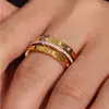 Roda Gigante Temperamento de Nicho Europeu e Americano Personalidade Criativa com Anel de Diamante Aço Inoxidável Banhado a Ouro Anel Multicamada com Combinação de Cores para Mulheres