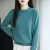 Suéter de Tricô Feminino de Gola Redonda de Manga Longa Pulôver Camisa Base Versátil de Caimento Solto Estilo Popular Outono/Inverno 26 Transfronteiriço