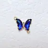 Colgante de Mariposa con Incrustaciones de Zirconia Dorada Recubierta de Cobre 18k Accesorios para Joyería DIY Pulsera Collar Material Hecho a Mano Doble Colgante Oblicuo Tamaño Pequeño