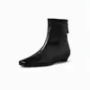 Botines de cuero de grano superior de alta calidad con suela plana para mujer, cómodos para los pies, adecuados para otoño e invierno, con forro polar añadido, para mujeres petite para combinar con faldas, en color marrón