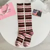 Calcetines Altos de Rayas Rosas de Moda para Mujer, Estilo Ins Primavera y Otoño Calcetines Dulces para Pantorrilla Estudiante JK Japonesa