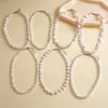 Collar de Perlas Artificiales Cuadradas Corazón Flor Geométrica con Cuentas Estilo Retro Europeo y Americano Cadena para Clavícula de Moda Transfronteriza para Mujeres
