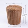 Cubo de almacenamiento tejido de plástico creativo para armario con tapa, cesto de almacenamiento, bote de basura de escritorio, cesto de almacenamiento para sala de estar, dormitorio, baño
