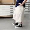 Tongku 2026 Moda Verão para Meninos Urso de Desenho Bordado Calças Cargo de Bebê Cor Sólida Shorts Infantis Versáteis Tendência