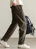 Calças Casuais Masculinas com Textura de Veludo Cotelê e Forro de Lã Coleção Primavera 2025 Calças Quentes de Lã de Perna Larga com Efeito de Caimento Roupa Masculina