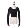 Outono e Inverno novo europeu e americano feminino pescoço redondo camisola curta cardigan W21480