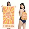 Toalla de playa plegable de gran tamaño 80X160, toalla de baño estampada, toalla de playa integrada, bolsa integrada, portátil