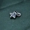 Colgante de Estrella de Cinco Puntas Sólida Vintage de Plata de Ley S925 Encanto de Estrella Tridimensional Accesorios para Pulsera DIY para Mujeres Cuerda Trenzada