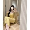 Vestido Sexy de Verão para Emagrecimento da Cintura de Menina, Amarelo, Sem Mangas, Cobre o Quadril, com Suspensório, Cardigã de Proteção Solar para Mulheres, Conjunto de Duas Peças