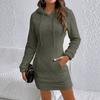 Moda Europea y Americana Otoño e Invierno 2025 Vestido Casual de Felpa con Capucha y Cordón, Ajustado, para Cadera, Elegante, Color Puro, para Mujer
