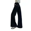 Nuevos pantalones de pierna ancha versátiles de cintura alta para mujer de otoño e invierno, adelgazantes y que alargan las piernas, estilo americano, jeans negros holgados para figuras petite