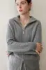 Cardigã de cashmere 100% puro com zíper, gola semi-alta, suéter de tricô de inverno com padrão trançado, suéter casual, espessado para outono e inverno