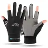 Guantes de pesca finos de verano para hombre, dos dedos expuestos, para llevar, ciclismo, hombres y mujeres, conducción, antideslizantes, fitness, mancuerna, dos dedos expuestos