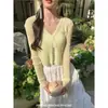 Cárdigan de Punto Fino de Verano con Cuello en V para Mujer, Chal tipo Camisa para Aire Acondicionado con Falda Larga, Chaqueta Protectora Solar de Malla de Seda Hielo