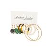 Conjunto de brincos de pérola borboleta transfronteiriços combinação brincos geométricos de metal exagerados europeus e americanos brincos de personalidade da moda para mulheres