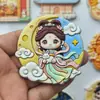 Imán para refrigerador 3D de la Fiesta de Medio Otoño con Chang'e sosteniendo la luna, decoración casera cultural y creativa, recuerdo de viaje, imán decorativo de resina, regalo