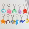 Llavero de Animales Marinos de Dibujos Animados PVC Gota de Pegamento Caucho Blando Mundo Submarino Colgante de Cadena Llaves de Coche Pequeño Regalo