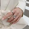 Anel Estilo Coreano Prata 925 Anel Minimalista INS Borda Irregular Microabertura Anel Feminino Anel de Prata Versátil anel