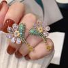 Brincos em forma de peixe de flor de pétala Diamante completo Luxo 925 banhado a prata Agulha Margarida Internet Brincos de celebridades femininas requintadas elegantes para todos os jogos