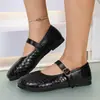 Zapatos Mary Jane de Cuero Tejido Poco Profundos de Estilo Francés Nuevos para Primavera y Otoño para Mujer, Zapatos Individuales Vintage para Comercio Transfronterizo