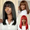 Pelucas Tiktok de Comercio Exterior Africano para Mujeres, Flequillo de Aire, Tocado de Red de Botón Transpirable, Fabricante en Stock, Cabello Largo Liso