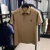 2025 Novo Estilo Camisa Polo Manga Curta com Gola Camiseta Masculina Verão Camiseta de Seda Gelada Top Masculino Moda Tendência Estampa