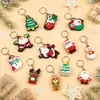 Bonito desenho animado pvc borracha macia natal chaveiro pequeno presente silicone chaveiro pingente árvore de natal alce boneco de neve