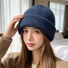 Gorro de lana tejido estilo coreano, cálido y adecuado tanto para hombres como para mujeres, perfecto para la moda urbana de otoño e invierno, diseño retro, color liso, y hace que la cara se vea más pequeña
